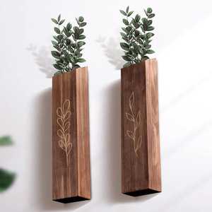 <span class=keywords><strong>Vase</strong></span> à fleurs élégant et fin en bois de pin, lot de 2, fait main en bois naturel, support pour une seule <span class=keywords><strong>tige</strong></span> de fleur, pour décoration de table de mariage moderne - Product Image 5