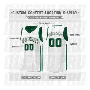 Camiseta de baloncesto sin mangas con cuello en V y nombre del equipo personalizado, ropa deportiva unisex verde y blanca - Product Image 2