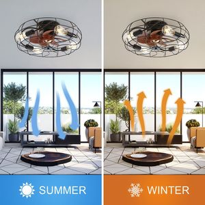 Ventilador de Techo LED de Estilo Industrial de 20 Pulgadas, Negro Mate, 6 Velocidades, Control Remoto E26, Motor DC Reversible, 3 Aspas, para Dormitorios - Product Image 4