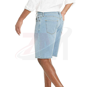Men's Light Wash Denim Shorts Straight Leg Mid Waist Casual Wholesale Factory Supplier Custom Men Plain Denim <b>Jean</b> Shorts - Product Image 5