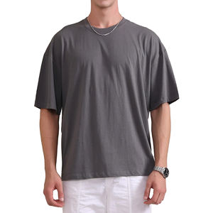 เสื้อยืดฮิปฮอปคอกลมผ้าฝ้าย 100% คุณภาพสูงสำหรับผู้ชาย ไซส์ใหญ่พิเศษ สั่งทำได้ แขนสั้น สีพื้น ทรงโอเวอร์ไซส์ - Product Image 1