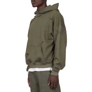 ผู้ผลิตเสื้อฮู้ดดี้ผู้ชายแบบหนาสไตล์ดิสเทรส |   ผ้าฝ้ายพรีเมียม - Product Image 2