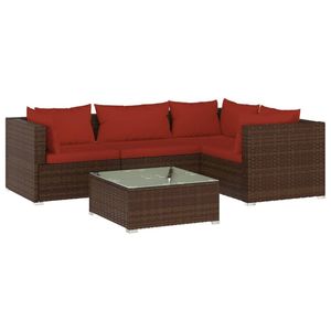 Set da giardino marrone con cuscini rosso cannella - Product Image 2
