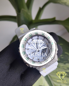 Reloj de Diamantes Moissanite VVS de Diseño, Correa Blanca de Plata de Ley 925, Reloj de Lujo - Product Image 4