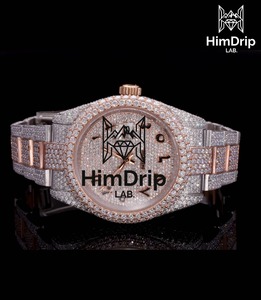 Montre mécanique automatique au design unique avec cadran en moissanite VVS1, en acier inoxydable, montre-bracelet de luxe tendance pour homme, en vente - Product Image 6