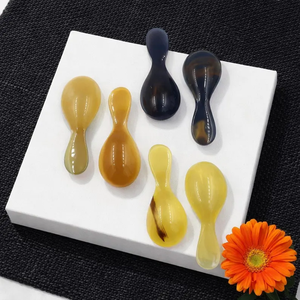 Ensemble de 3 cuillères pour nouveau-né en corne de buffle, 85 mm, faites à la main, manche rond, cadeau, cuisine, petite cuillère antique - Product Image 1