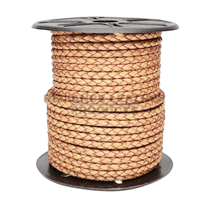 5mm Antique Natural Round Braided <b>Leather</b> Cord Roll for <b>Bracelet</b> Making Jewelry Findings Natural Color - Product Image 1