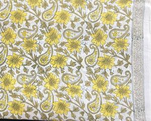 Tela de algodón Sanaganeri de Jaipur con estampado a mano, tela india para vestidos, proveedor mayorista de telas. - Product Image 1