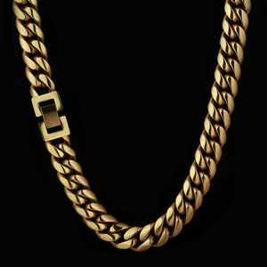 Wholesale in Stock Gold Plated Stainless Steel Thick Cuban Link <b>Chain</b> Hiphop Women Jewelry <b>Men</b> Necklace - Product Image 1