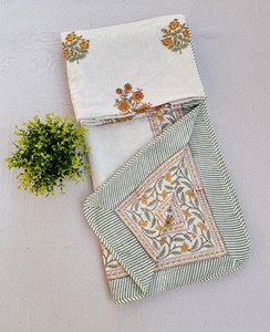 100% Cotton Luxury Hand <b>Block</b> Printed Single <b>Bed</b> Dohar Artisan Made Handcrafted Traditional Reversible All-Season Dohar - Product Image 3