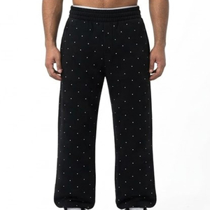 Nouveautés : Survêtement à capuche noir imprimé à pois pour homme avec logo personnalisé, manches longues, fermeture éclair, pantalon décontracté avec poches latérales, idéal pour l'automne - Product Image 5