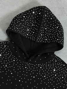 Sweat à capuche personnalisé pour homme, effet délavé, design orné de strass, anti-boulochage, en polaire polyester/coton, coupe classique, hiver - Product Image 6