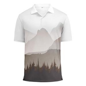 Chemise de golf pour homme à manches courtes, coupe ajustée, anti-transpiration, performance, col classique, imprimé fantaisie, polo décontracté - Product Image 1