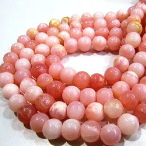 Perles de pierres précieuses d'opale rose naturelle du Pérou, brins de 8 pouces - Product Image 1