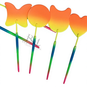 Miroir à cils à une face, miroir coloré arc-en-ciel avec poignée orange et jaune, pour 6 formes différentes - Product Image 4