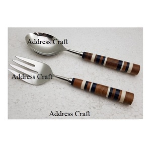 18/8 Stainless Steel Wood Handle Salad Server Set Eco-Friendly Dishwasher <b>Safe</b> American Style Salad <b>Tools</b> Kitchenware Silverware - Product Image 6