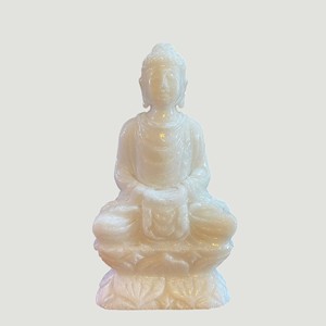Estatua de Buda de Jade Blanco Natural Tallada en Relieve, Figura de Cristal de Cuarzo Pulido para Decoración de Altar en el Hogar - Product Image 2