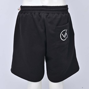 Shorts en coton noir pour homme, taille mi-haute, logo avant, respirant, cordon de serrage, style décontracté et sportif - Product Image 2