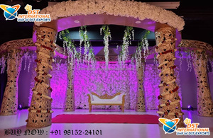 ชุดจับเสาสไตล์ดีไซน์เนอร์ Paisley ไฟเบอร์แกะสลักแบบฮินดูสำหรับงานแต่งงานชุดตกแต่งแบบมีสไตล์ในฝันสำหรับงานแต่งงาน - Product Image 5