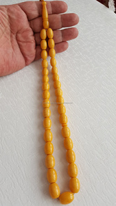 Résine d'ambre jaune de qualité supérieure Tasbih ovale Misbaha Subha Tespih Sibha islamique Dhikr perles de prière pour les musulmans et chapelet de méditation - Product Image 3