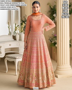 Aqua Raas - Kurta/Kurti Tradicional de Georgette con Dupatta Bhandhani para Mujer, Ideal para Fiestas, Bodas y Diwali, Largo hasta el Suelo, Corte Regular, de Secado Rápido - Product Image 4