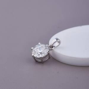 จี้เพชรทรงกลมแบบโซลิแทร์ เพชรเลี้ยงในห้องปฏิบัติการ ผลิตแบบ OEM ODM  ทอง 14 กะรัต สีเหลือง / สีโรสโกลด์ / สีขาว - Product Image 1