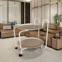 Meuble de salon pliable en acier inoxydable Lumetal au design moderne, étagère de rangement mobile, petite table d'appoint, table de chevet, table basse