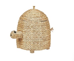 Cesta de Almacenamiento Artesanal de Jacinto de Agua con Forma de Tortuga y Tapa Extraíble, Cesta de Juguetes Tejida para Habitación Infantil y Almacenamiento en el Hogar - Product Image 1
