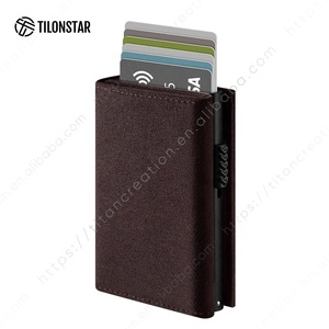 TILONSTAR TVC302a Alcantara кожаный держатель для карт бумажник Rfid блокирующий тройной складной всплывающий держатель для карт