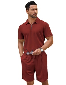 Nuevo Conjunto de Camiseta Polo con Cierre y Pantalones Cortos Deportivos para Hombre, de Poliéster, Casual, Transpirable, con Estampado Floral, Ligero, para Gimnasio, Entrenamiento, Running - Product Image 1