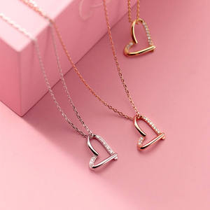 AMBER JEWELS T-3127 สร้อยคอจี้รูปหัวใจชุบทองคำสีกุหลาบพร้อมสายโซ่เพชรเครื่องประดับงานแต่งงานคลาสสิกสำหรับทุกเพศ - Product Image 3
