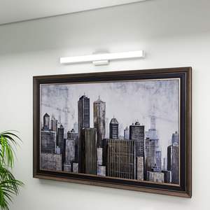 Lumière de vanité LED blanche froide 33 pouces 18W 6000K, luminaires muraux de salle de bain avec miroir, design carré en nickel brossé - Product Image 4