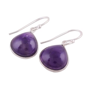 Natural Amethyst 925 Sterling Silver Long Drop <b>Hook</b> <b>Earrings</b> Handmade Gemstone February Birthstone Gift - Product Image 4