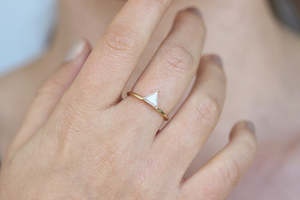 Women's 14K Gold Plated Lab Grown Triangle Cut Diamond 2.5 Carat IGI Certified Minimalist Engagement <b>Ring</b> - Product Image 3