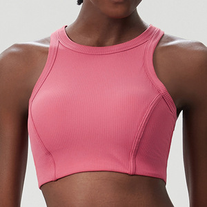 Vente en gros de t-shirts de sport pour femmes à haute élasticité, logo personnalisé, sans couture, manches courtes, crop tops pour la gym, le yoga et l'entraînement - Product Image 3