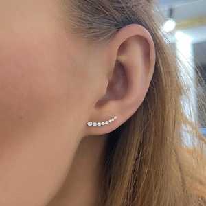 14K 18K <b>Solid</b> Gold Graduated Lab Grown Diamond Ear Climber Crawler Stud <b>Earrings</b> 16.5mm Statement Ear Wrap Women's Party Gift - Product Image 4