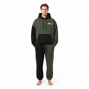 Nuevo Diseño Conjunto Deportivo de Dos Tonos para Hombre con Capucha, Bloques de Color en Contraste, Forro Polar, Manga Larga, Ajuste Regular y Puños Acanalados - Product Image 2