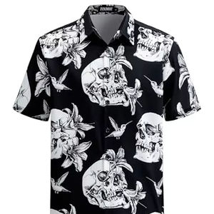 Camisa Floral de Verano para Hombre, Manga Corta, Estampado Tropical Hawaiano, Casual de Playa, con Botones, Colorida, para Vacaciones - Product Image 1