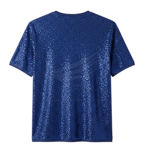 T-shirt personnalisé avec logo imprimé, strass solides, haute qualité, 100% coton respirant, coupe décontractée pour homme, vente en gros - Product Image 2