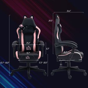 Sedia da Gaming Nera Girevole in Ecopelle con Poggiatesta, Supporto Lombare e Poggiapiedi per Casa e Ufficio - Product Image 3
