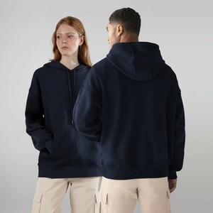 Unisex Navy Blue Hooded <b>Sweatshirt</b> 100% Cotton Fleece Loose Fit Casual Winter Wear 400g Playful & <b>Cute</b> - Product Image 1