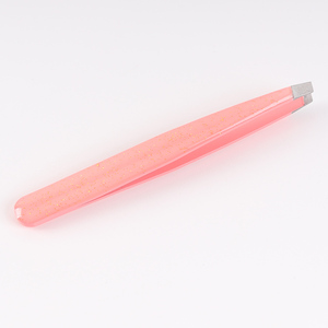 Custom Private Label Eyebrow Tweezers High Quality Slant Tip <b>Glitter</b> Stainless Steel Eyelash Tweezers - Product Image 2