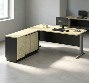 Escritorio de Oficina Comercial Moderno en Forma de L, de Aglomerado de Madera, Estación de Trabajo Independiente para Computadora, con 7/5/3 Espacios de Almacenamiento, Ensamblaje DIY, para Oficina en Casa - Product Image 1