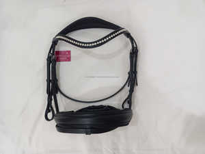 Brida de caballo de cuero Premium de alta calidad, acolchado suave, banda de cristal para cejas, logotipo personalizado, costura elegante, producto Ecuestre para montar - Product Image 3