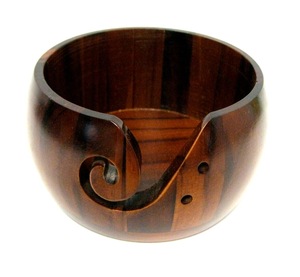 Wooden Yarn <b>Bowl</b> Round Simple Design Durable Hand <b>Knitting</b> Crochet Holder with Cutout Feature - Product Image 4