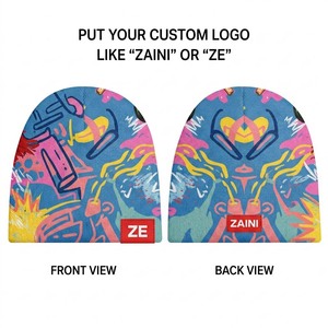 Premium Polyester Knit Beanie Cap 280 GSM Colorful All Over Print <b>Warm</b> Stretch Fit Custom Logo Woven Patch Winter <b>Hat</b> for Adults - Product Image 1