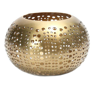 Metal <b>Tealight</b> Holder Round Shape Handmade Candle Holder Best Selling Etching Design Fancy Metal Votive Candle Holder - Product Image 3