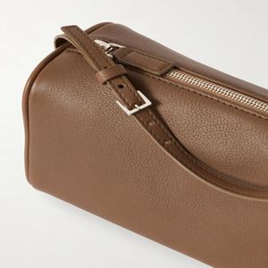 Royaa Women's 90s <b>Small</b> Leather Tote Beige Genuine Leather Luxury Frame Shape Polyester Lining Handcrafted Zipper Closure - Product Image 2