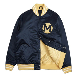 Wholesale Blank Custom Logo Baseball Baseball-collar <b>Bomber</b> Ribbed Hem Satin Shell <b>Varsity</b> <b>Jacket</b> For <b>Men's</b> <b>Jackets</b> - Product Image 4