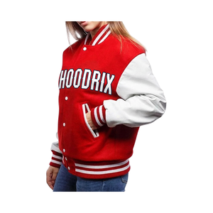 Blouson universitaire personnalisé OEM avec patch en chenille, en laine épaisse et manches en cuir, de qualité supérieure, pour équipe de baseball, style Letterman, vente en gros - Product Image 5